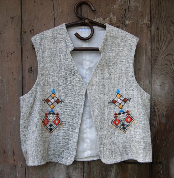 Gilet en laine grise tissé main de Touggourt