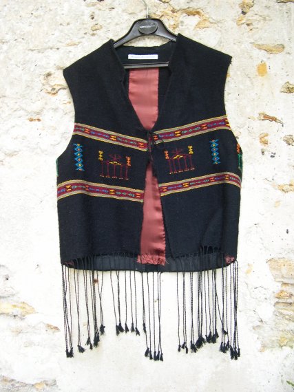 Gilet en laine tissage main